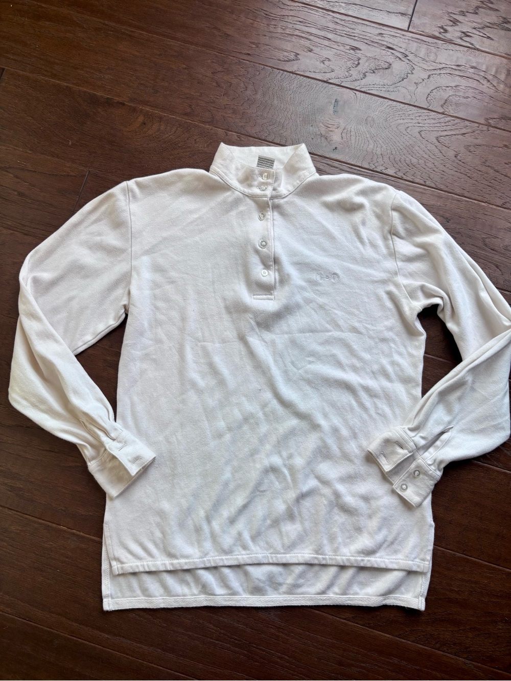 Ovation White Button Mock Neck Long Sleeve Shirt Equestrian Medium